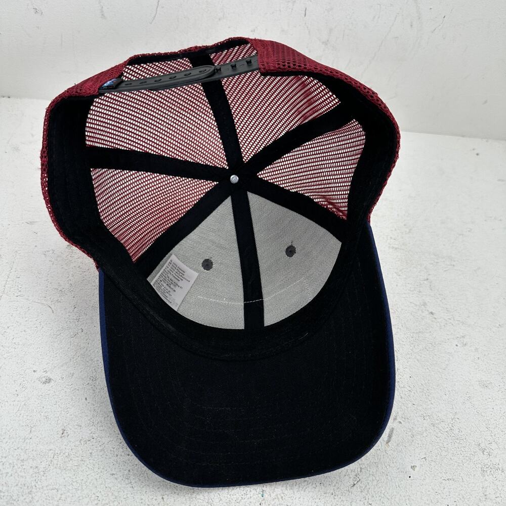 KAVU Logo Patch Trucker Hat Adjustable Snapback Cap Navy Maroon Gray - Picture 7 of 9